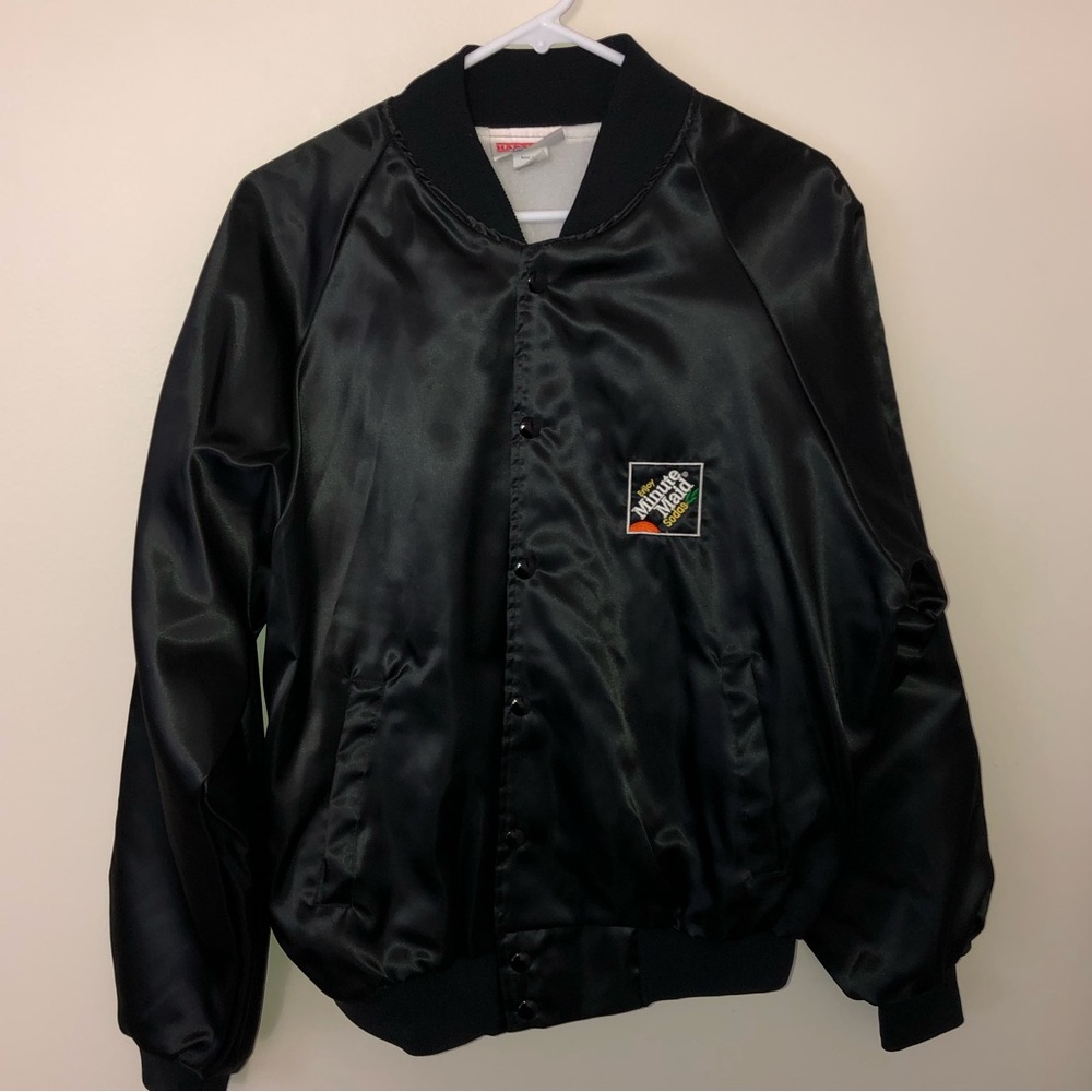 Vintage 1980s Embroidered Minute Maid Nylon Bomber Jacket